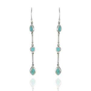 SILVER Triple Turquoise DROP EARRINGS e10507